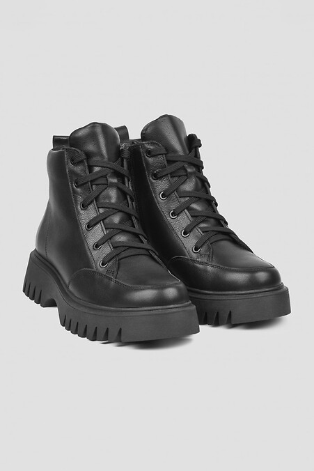 Жіночі шкіряні черевики чорного кольору. Черевики. Колір: чорний. #4206039