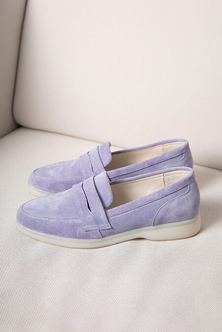 Женские фиолетовые замшевые туфли. - #4206082