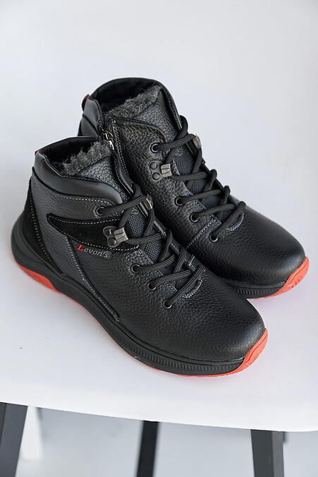 Підліткові черевики шкіряні зимові чорні. Черевики. Колір: чорний. #8019101