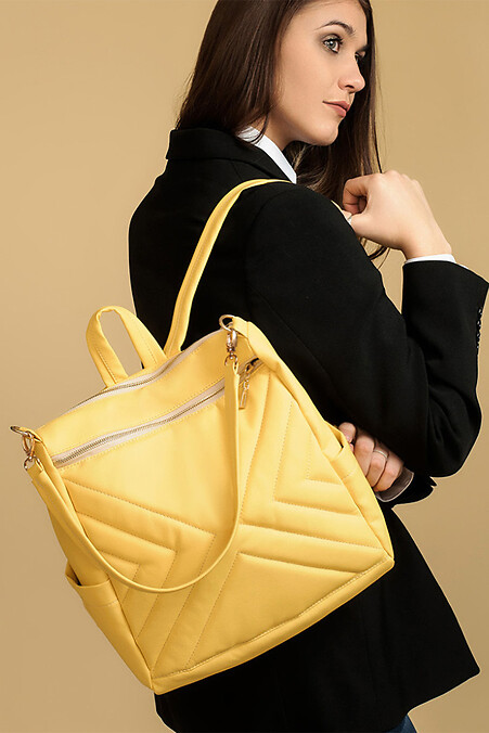 Женский рюкзак-сумка Trinity строченый желтый - #8045119