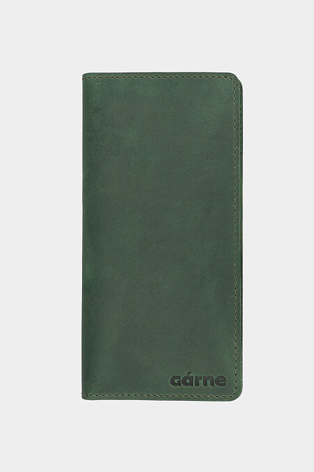 Кожаный унисекс кошелек без магнита. Кошельки, Косметички. Цвет: зеленый. #3300127