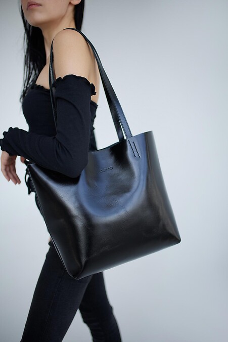 Женская сумка из натуральной кожи. Тоут. Цвет: черный. #3300143