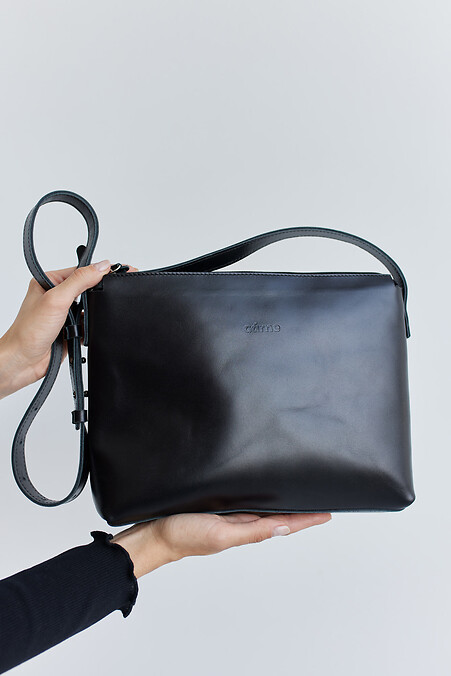 Жіноча сумка з натуральної шкіри. Крос-боді. Колір: чорний. #3300144