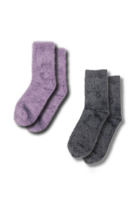 Набор теплых носков Art fur (2 пары). Гольфы, носки. Цвет: фиолетовый, серый, multi-color. #8041159