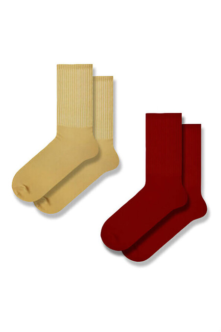Набір Бордо+Беж з резинкою (2 пари). Гольфи, шкарпетки. Колір: червоний, бежевий. #8041160