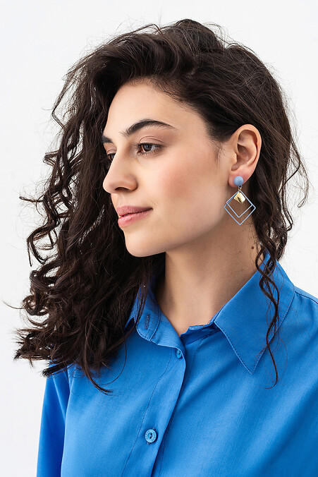 Women's Blue Acrylic Geometric Earrings - #4515237