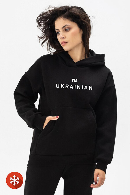 Тепле худі MILLI Im_ukrainian. Спортивний одяг. Колір: чорний. #9001265