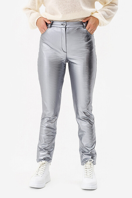 Брюки ROYALLA. Брюки, штаны. Цвет: серый, блестки, металик. #3041372