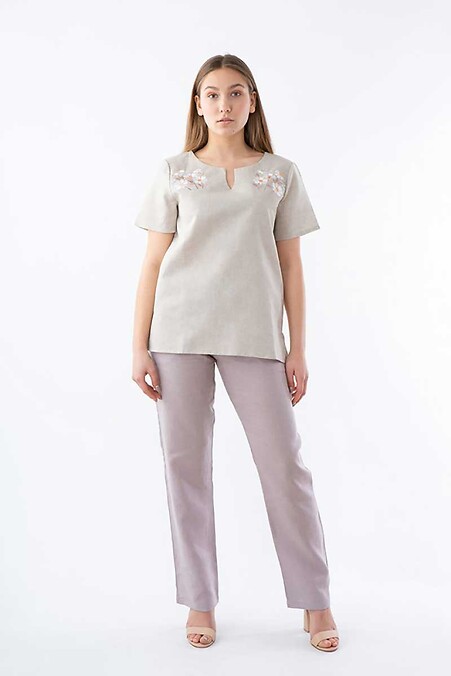 Вишита блузка жіноча. Блузи, сорочки. Колір: бежевий. #2012378