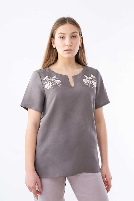 Вишита блузка жіноча. Блузи, сорочки. Колір: коричневий. #2012380