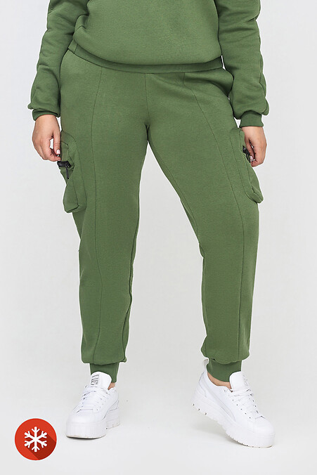 Утепленные брюки OLESYA. Брюки, штаны. Цвет: зеленый. #3041450
