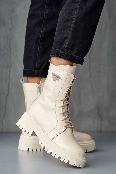Жіночі черевики шкіряні весняно-осінні. Черевики. Колір: білий. #8019631