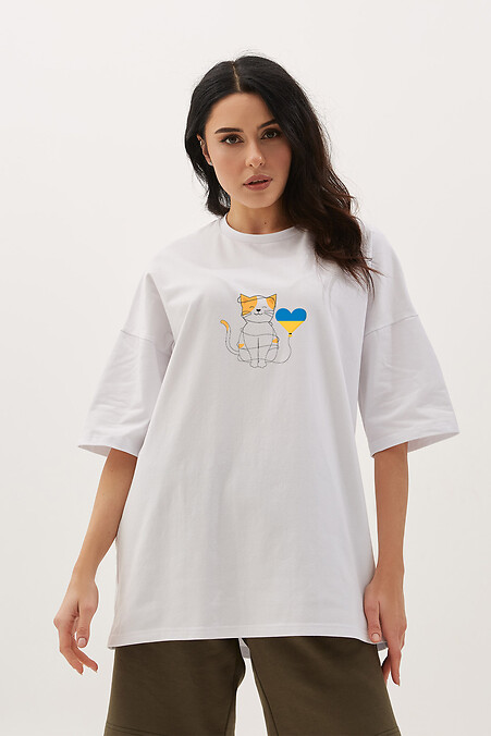 Оверсайз футболка Cat_love_Ukr. Футболки, майки. Колір: білий. #9000679