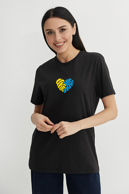 Женская футболка Ukraine_blue_yellow. Футболки, майки. Цвет: черный. #9000782