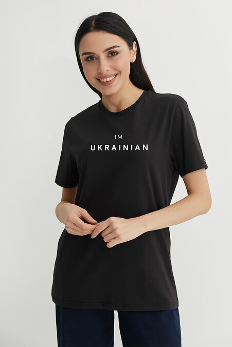 Жіноча футболка Im_ukrainian Garne. Футболки, майки. Колір: чорний. #9000847