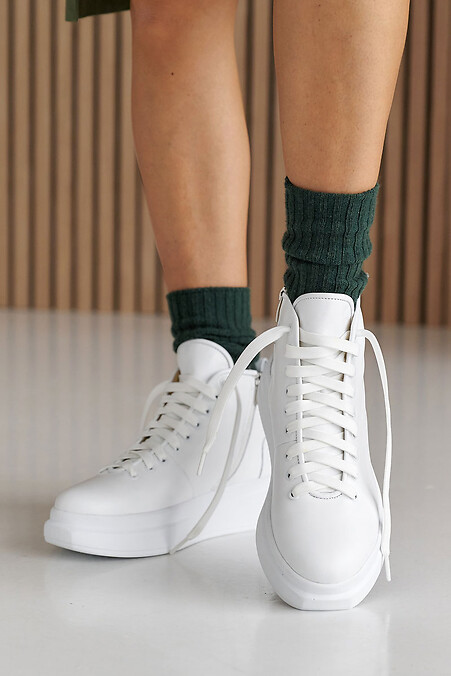 Женские ботинки кожаные зимние белые. Ботинки. Цвет: белый. #8019959