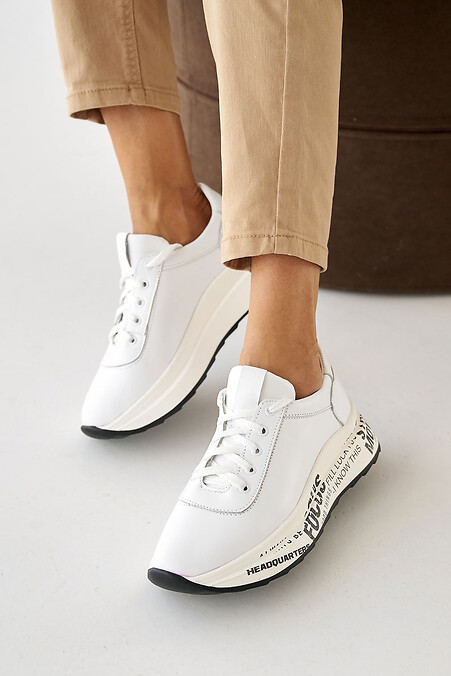 Жіночі кросівки шкіряні весняно-осінні білі. Кросівки. Колір: білий. #8019968