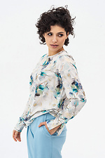 Жіноча блуза BERYL з софту молочного кольору у візерунок Garne 3042009 фото №5
