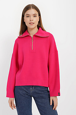 Женский розовый свитер на молнии с широким воротником-поло Garne 3400010 фото №1