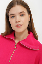Женский розовый свитер на молнии с широким воротником-поло Garne 3400010 фото №4