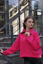 Женский розовый свитер на молнии с широким воротником-поло Garne 3400010 фото №5