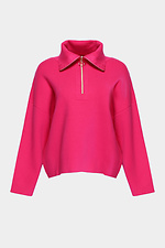 Жіночий рожевий светр на блискавці з широким коміром-поло Garne 3400010 фото №7