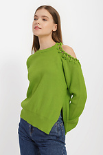 В'язаний оверсайз светр з відкритим плечем та бічним розрізом Garne 3400013 фото №1