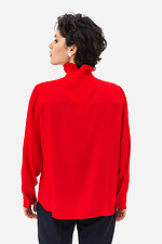 Блуза JANE с рюшами и воротником стойкой красного цвета Garne 3042014 фото №5