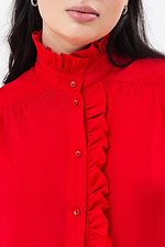 Блуза JANE с рюшами и воротником стойкой красного цвета Garne 3042014 фото №10