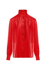 Блуза JANE с рюшами и воротником стойкой красного цвета Garne 3042014 фото №12