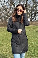 Осіння парка куртка чорного кольору, подовжена з капюшоном AllReal 8042014 фото №1