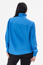 Блуза JANE с рюшами и воротником стойкой синего цвета Garne 3042015 фото №9