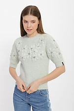Вязаный свитер с короткими рукавами и пышными цветами Garne 3400015 фото №1