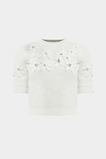 В'язаний светр з короткими рукавами та пишними квітами Garne 3400015 фото №5