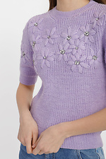 Вязаный свитер с короткими рукавами и пышными цветами Garne 3400016 фото №4