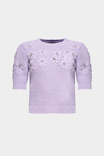 Вязаный свитер с короткими рукавами и пышными цветами Garne 3400016 фото №5