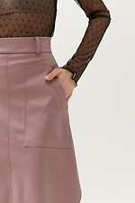Прямая кожаная юбка MY пудрового цвета с большими накладными карманами Garne 3040017 фото №3