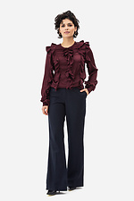 Женская блуза TRACY бордового цвета с воланами Garne 3042017 фото №2