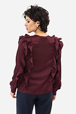 Жіноча блуза TRACY бордового кольору з воланами Garne 3042017 фото №5