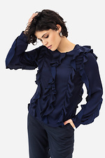 Женская блузка TRACY темно синего цвета с воланами Garne 3042018 фото №4