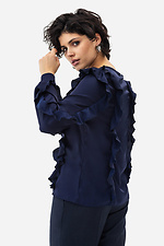 Женская блузка TRACY темно синего цвета с воланами Garne 3042018 фото №5