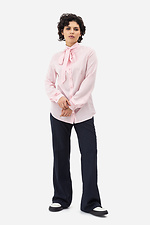 Классическая женская рубашка CORA розового цвета с бантом - поясом Garne 3042019 фото №4