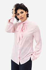 Классическая женская рубашка CORA розового цвета с бантом - поясом Garne 3042019 фото №5