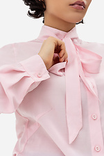 Классическая женская рубашка CORA розового цвета с бантом - поясом Garne 3042019 фото №6
