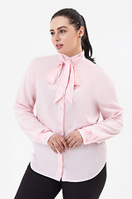 Жіноча класична сорочка CORA рожевого кольору з бантом - поясом Garne 3042019 фото №9