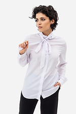 Жіноча класична сорочка CORA білого кольору з бантом - поясом Garne 3042022 фото №1