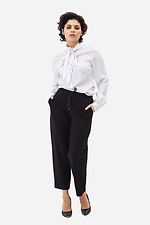 Классическая женская рубашка CORA белого цвета с бантом - поясом Garne 3042022 фото №2