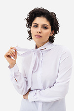 Жіноча класична сорочка CORA білого кольору з бантом - поясом Garne 3042022 фото №6