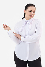 Классическая женская рубашка CORA белого цвета с бантом - поясом Garne 3042022 фото №7