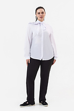Классическая женская рубашка CORA белого цвета с бантом - поясом Garne 3042022 фото №8